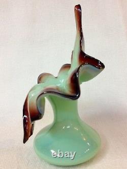 Art Glass Jack In The Pulpit Vase Green & Oxblood Boston & Sandwich Glass Co