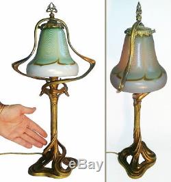 Art Nouveau Tiffany Lamp Signed L. C. T. Shade Bronze Whiplash Majorelle Galle