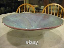 Art Pottery Bowl By Artist Karin Aggeler, Signed, 13 3/4 D & 4 3/4 H