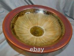 Art Pottery Bowl Signed Tj 2007 Really Stunningbrown, Gray, Purple Pattern #2