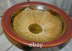 Art Pottery Bowl Signed Tj 2007 Really Stunningbrown, Gray, Purple Pattern #2