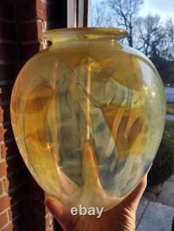 Art glass vase, signed Douglas J. Becker large size abstract shapes