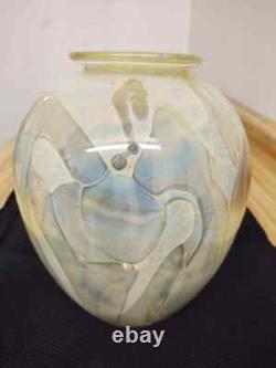 Art glass vase, signed Douglas J. Becker large size abstract shapes