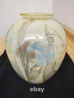 Art glass vase, signed Douglas J. Becker large size abstract shapes