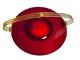 Atomic Ruby Red Glass Serving Tray Brass MCM Space Age Centerpiece Googie Jetson