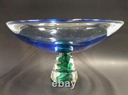 Attr. Charles Lyn Tissot Art Glass Ribbon Swirl Murano Venini Pedistal Bowl