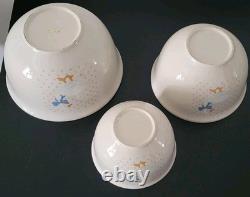 Aunt Rhody Mother Goose Mixing Bowl Set 3 Piece 10 3/8-9-7