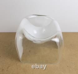 Av Mazzega Murano Glass Bowl White Stripe Carlo Nason c. 1970 Italy 6 x 5.25
