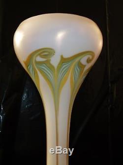 Awesome Monumental Museum Quality 17 inch Quezal Signed Vase, Mint Condition