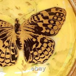 Aynsley Antique Circa 1910 Rare Piece Small Footed Bowl Lustre Butterfly