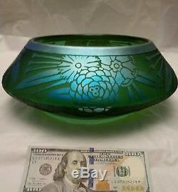 BEAUTIFUL 11 1/2 LARGE CARDER STEUBEN DEBUT PATTERN CAMEO GLASS BOWL 1920'S
