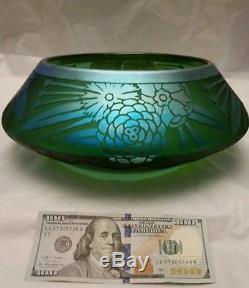 BEAUTIFUL 11 1/2 LARGE CARDER STEUBEN DEBUT PATTERN CAMEO GLASS BOWL 1920'S