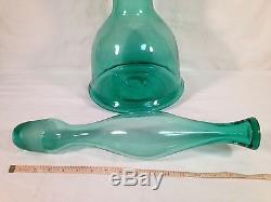 BLENKO 5929L CHESSMAN DECANTER with STOPPER Sea Green 38 Wayne Husted Made in WV