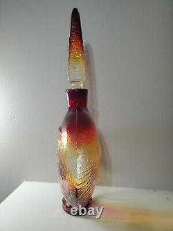 BLENKO Amberina/Amber Sun Face Decanter Wayne Husted Design