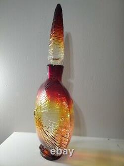 BLENKO Amberina/Amber Sun Face Decanter Wayne Husted Design