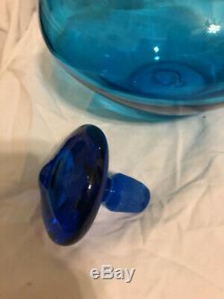 BLENKO Art Blue Glass Vase Decanter 14.5 RARE 66 Mid Century 6352 Joel Myers