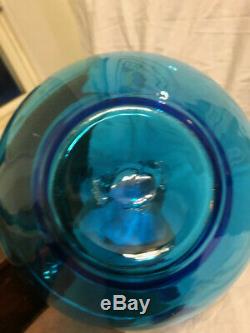 BLENKO Art Blue Glass Vase Decanter 14.5 RARE 66 Mid Century 6352 Joel Myers