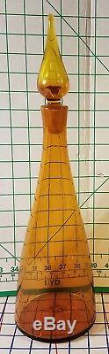 BLENKO HAND BLOWN Glass Amber orange decanter alcohol liquor wine bottle 920M