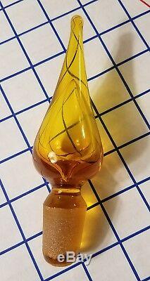 BLENKO HAND BLOWN Glass Amber orange decanter alcohol liquor wine bottle 920M