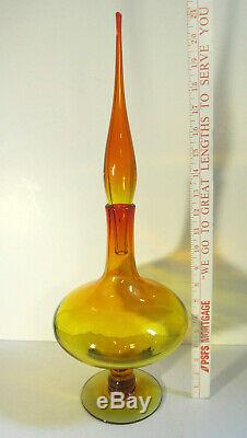 BLENKO Mid Century MCM Art Glass # 6212 Tangerine 21 Decanter Bottle HUSTED