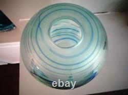 BOROWSKI GLASS STUDIO Germany Art Glass ETCHED VASE with Label Spiral Frit