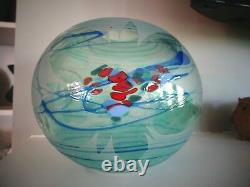 BOROWSKI GLASS STUDIO Germany Art Glass ETCHED VASE with Label Spiral Frit