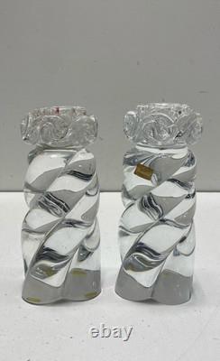 Baccarat Crystal Candlesticks Pair of 6 in Tall Hand Blown France Art Glass