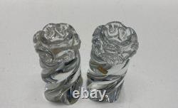 Baccarat Crystal Candlesticks Pair of 6 in Tall Hand Blown France Art Glass