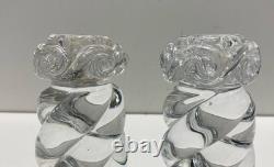 Baccarat Crystal Candlesticks Pair of 6 in Tall Hand Blown France Art Glass