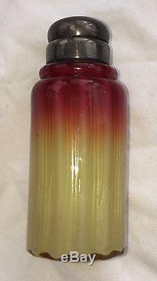 Beautiful 1880's Wheeling Peachblow Cased Red Yellow Shaker Salt Or Pepper Hobbs