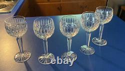 Beautiful Classic Waterford Lismore Wine Hock Goblets, Five (5) 7 1/2