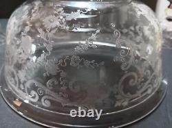Beautiful Early Cambrige Etched Glass Fruit/Punch Bowl & 4 glasses
