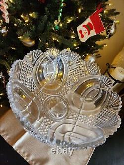 Beautiful Large Brilliant Glass Crystal Punch Bowl 15 1/2