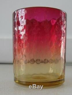 Beautiful New England Glass Amberina Fuchsia Diamond Quilted Toothpick Holder