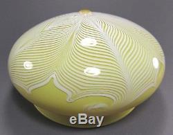 Beautiful Rare QUEZAL Art Glass Hooked Feather Lamp Shade Signed c1902 7 Fitter