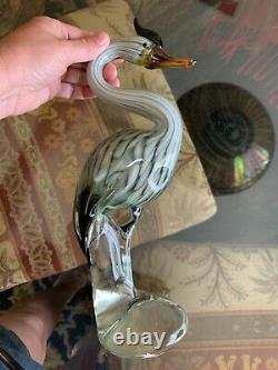Beautiful Vintage Blown Glass Heron/roadrunner Sculpture With Free Shipping