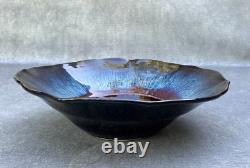 Bill Campbell Signed Pottery Ceramic Fruit Bowl Dining Table Centerpiece 13 W