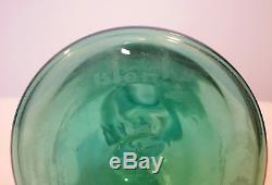 Blenko 1958 Spool Decanter Wayne Husted Sea Green Sandblasted Mark 24 Glass Art