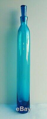 Blenko 1964 Art Glass 24 Tall Decanter With Stopper In Turquoise Rare #6426