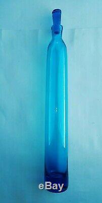 Blenko 1964 Art Glass 24 Tall Decanter With Stopper In Turquoise Rare #6426