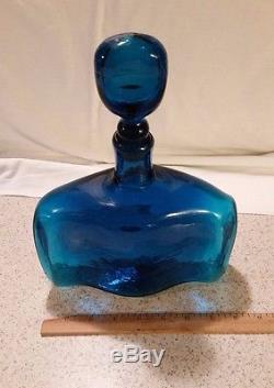 Blenko 566 Teal decanter Wayne Husted Blue Glass
