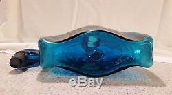 Blenko 566 Teal decanter Wayne Husted Blue Glass
