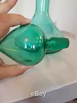 Blenko #5815 24 Mid-Century Modern Seafoam Green Genie Bottle Decanter