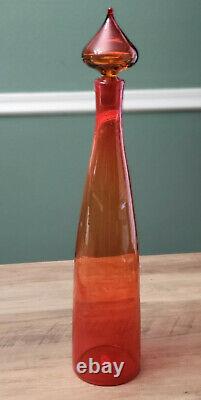 Blenko 5826-M Tangerine Bottle Wayne Husted 1958 Genie