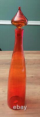 Blenko 5826-M Tangerine Bottle Wayne Husted 1958 Genie