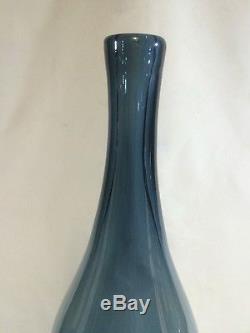 Blenko 6123L Decanter With Stopper Wayne Husted 1961-64 Charcoal Blue 21.5