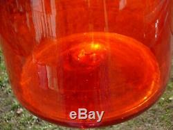 Blenko Architectural 34 MCM Tangerine Orange Art Glass Decanter or Vase