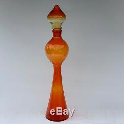 Blenko Architectural Decanter No. 588 Tangerine Art Glass (Amberina Rocket Vase)