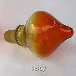 Blenko Architectural Decanter No. 588 Tangerine Art Glass (Amberina Rocket Vase)