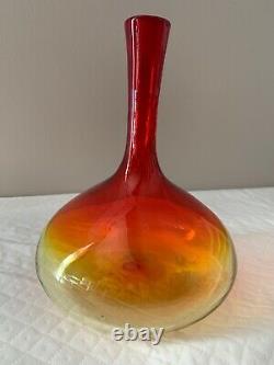 Blenko Art Glass #6516 Decanter Vintage Amberina Tangerine Nice Stopper Clean